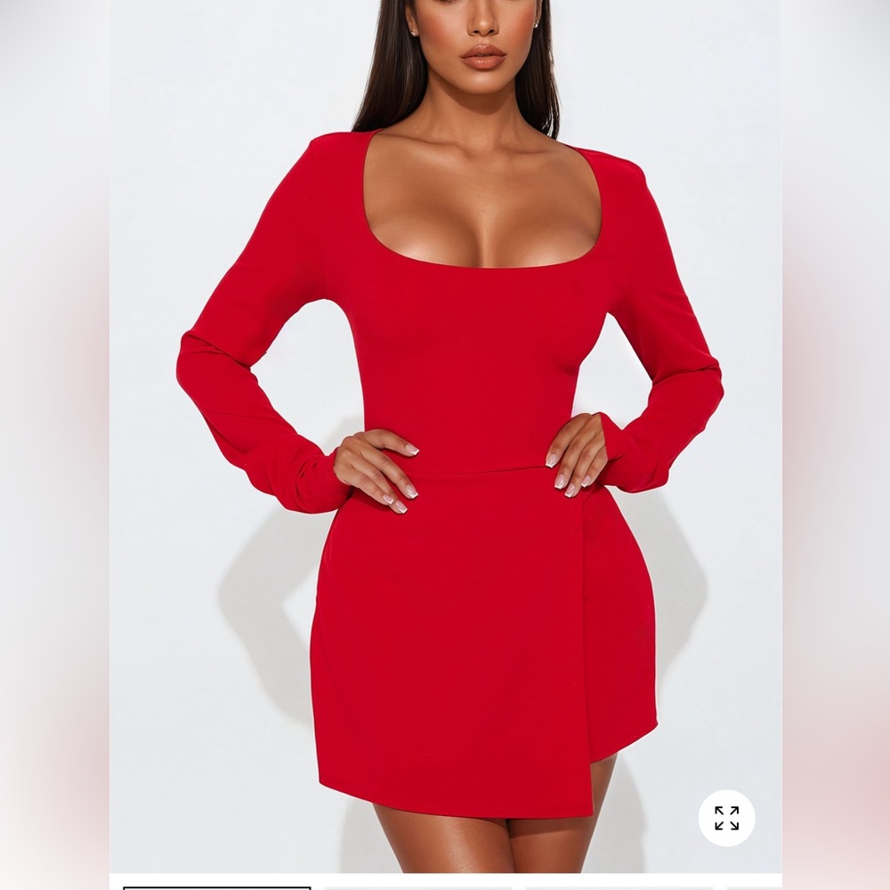 Fashion Nova Red Long Sleeve Romper